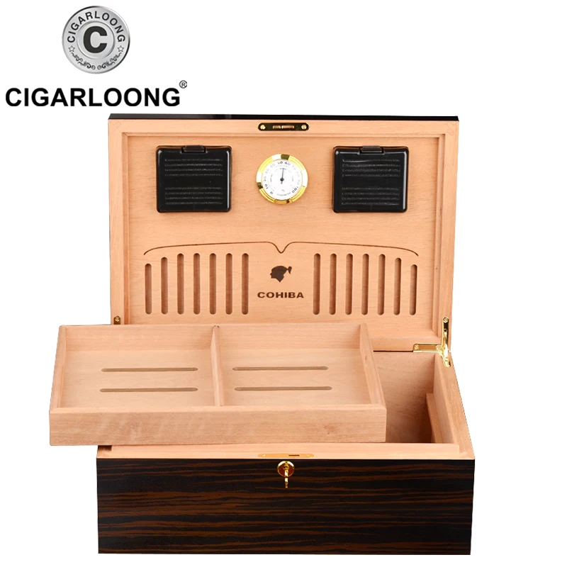 CIGARLOONG COHIBA сигарный ящик из твердой древесины увлажняющий ящик шкаф большой емкости двухслойный сигары Humidor деревянный ящик CC-0044