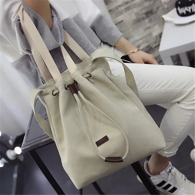 Solid Canvas Straw Bucket Handbag Shoulder Messenger Bag New Women's Girls Tote Purse Bags Casual Interior Zipper Pocket 2018