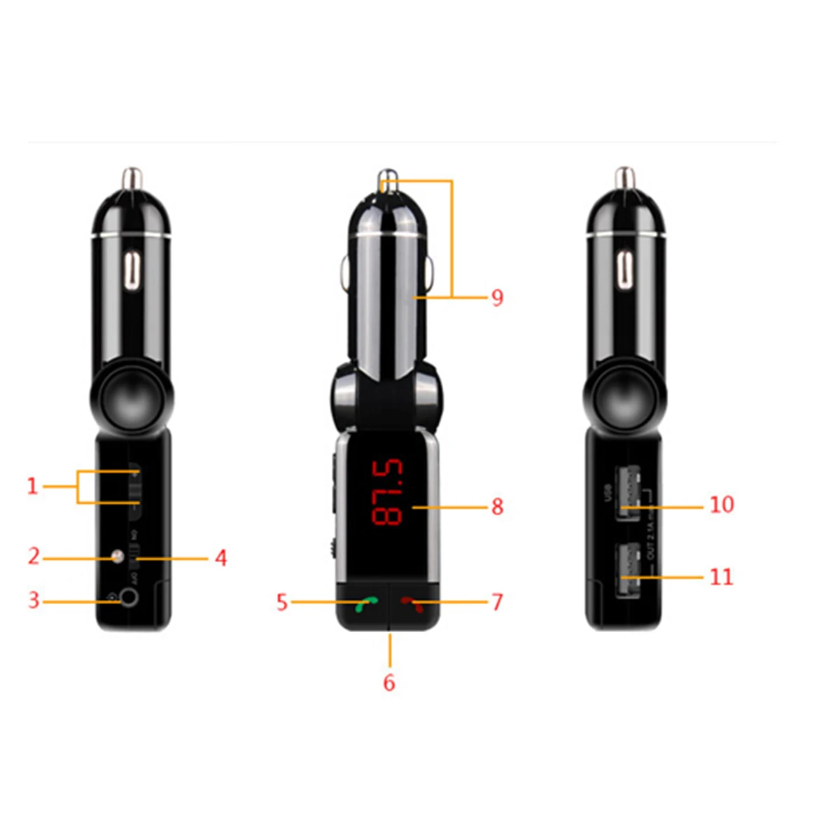 BC06S Bluetooth громкой связи Bluetooth гарнитура для телефона автомобильный комплект Беспроводной Dual USB громкой связи FM передатчик ЖК-дисплей MP3 плеер с 3,5 мм аудио кабель