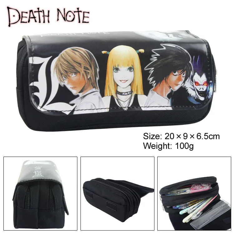 

Death Note Canvas Double Zipper Pencil Bag Anime Pencil Case Kids Gift Stationery Container School Supplies