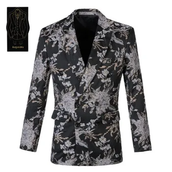 

New high-end men's suit two-piece suit (jacket + pants) jacquard double-breasted fashion men's men's business suit custom