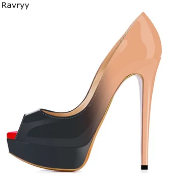 

Nude black women's high heel peep toe female dress shoes party single shoe platform heels lady outfit stiletto mixed color
