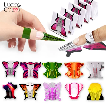 

100Pcs Butterfly Nail Form Tips Acrylic DIY Tip UV Gel Nails Self-Adhesive Forms Sticker Nail Art Paper Tray Extension Guide