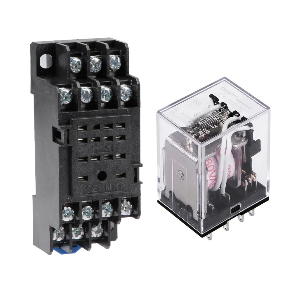

Uxcell 1PCS 14 Terminals AC 24/110/380V Coil 4P4T Electromagnetic Power Relay with Scoket for Remote Control Communication