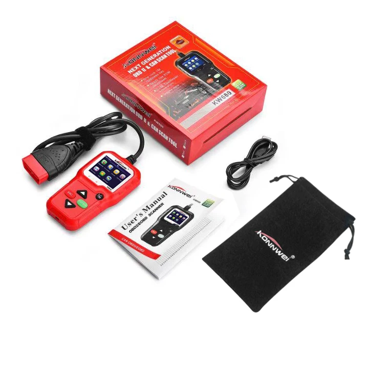 KW680 красный OBD2 сканер OBD Автомобильный диагностический инструмент считывание