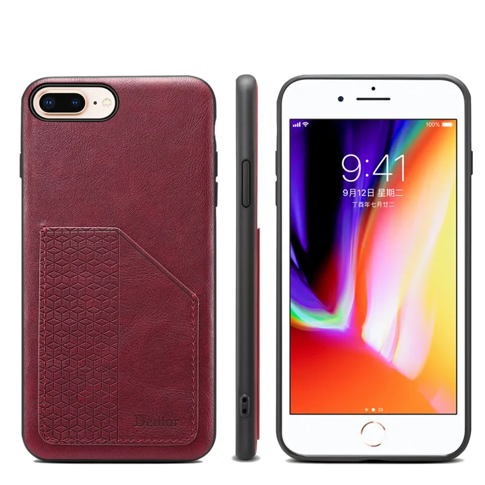 Чехол с держателем для карт для IPhone X 8 7 6 Plus XR XS carcasa Роскошный кожаный чехол для задней панели тонкий чехол для IPhone Xs Max