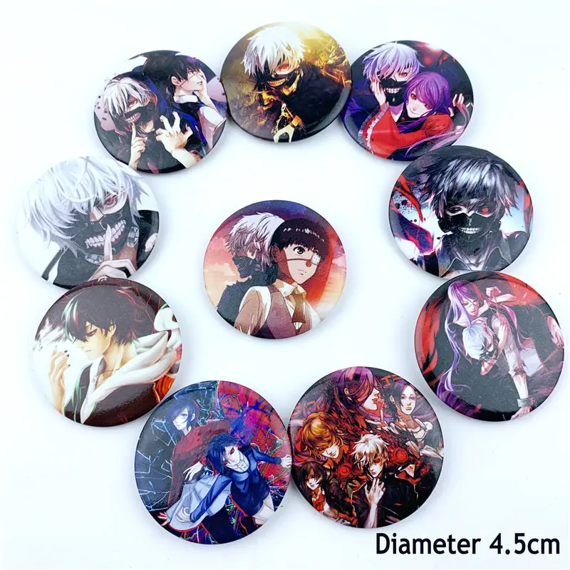 Us 349 10pcsset Anime Tokyo Ghoul Kaneki Ken Figure Badges Pins Button Brooch Chest Ornament Of Clothing Accessoies Cosplay Collection In Brooches