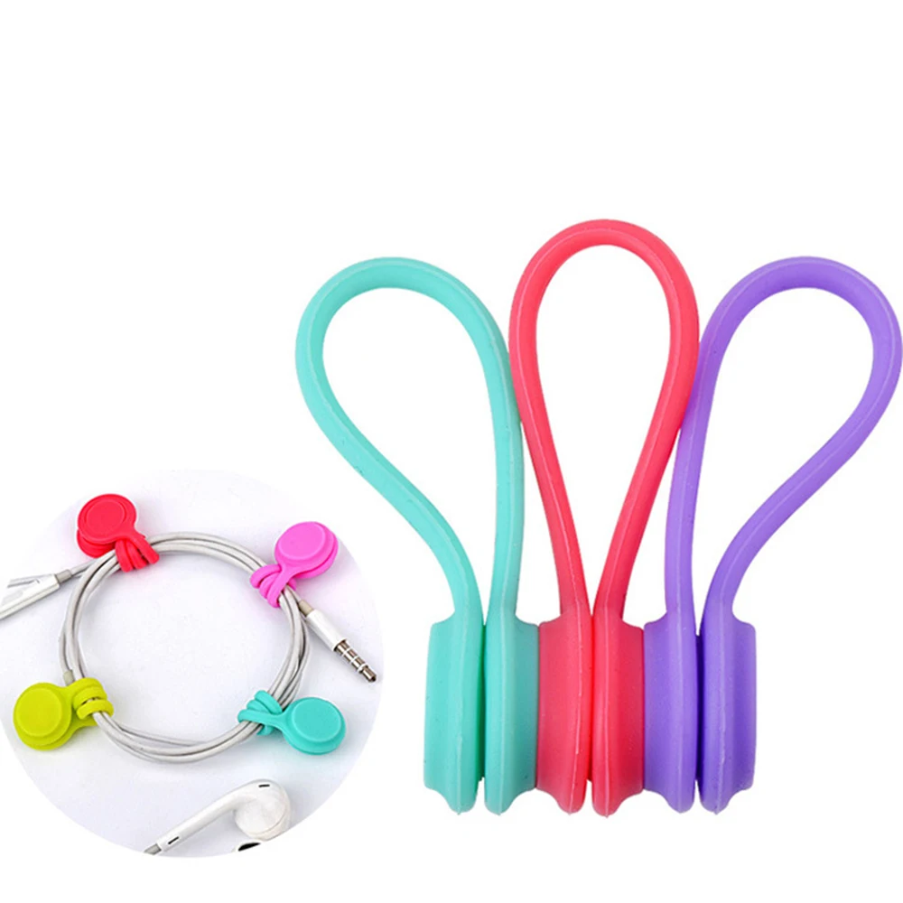 

8 Pcs / Set Create Fun Magnet Head Winder Color Random Fashion USB Cable Clip Organization Mobile Phone Accessories & Parts