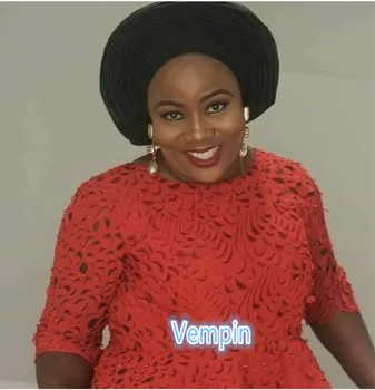 

2019 New African Lace Fabric High Quality 3D Flower French Net Wedding Nigeria Embroidered Party Dress