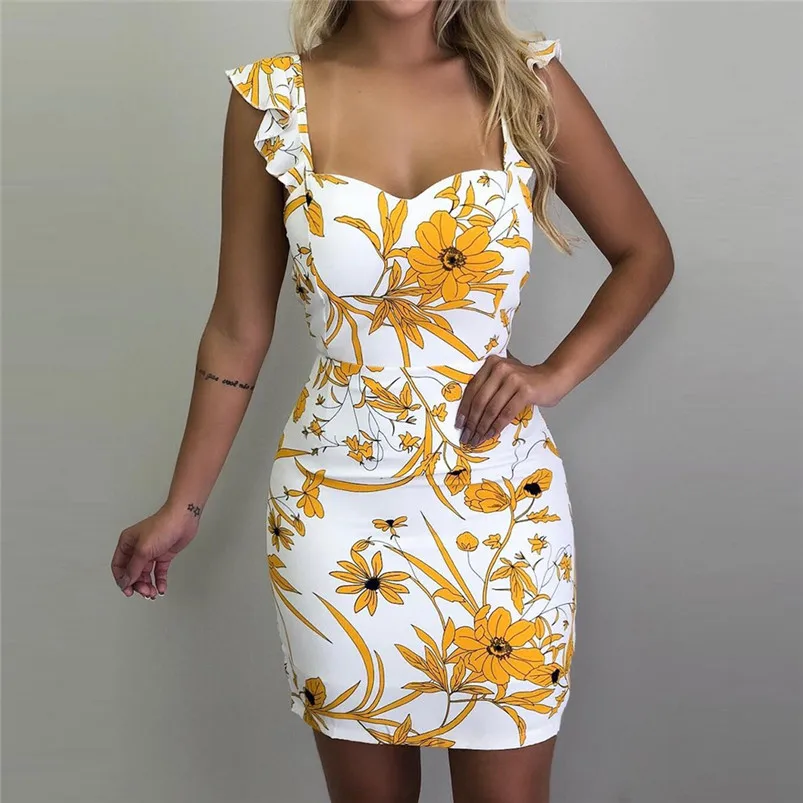 Fashion Women Summer Sleeveless Printed Elastic Waist Casual Beach Party Mini Dress vestidos largos cortos mujer H13 (7)