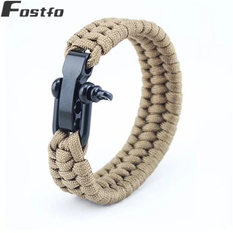 

Fostfo Outdoor Camping Survival Paracord Bracelet For Men Women Stainless Steel Braided Rope adjustable Survival Bracelet