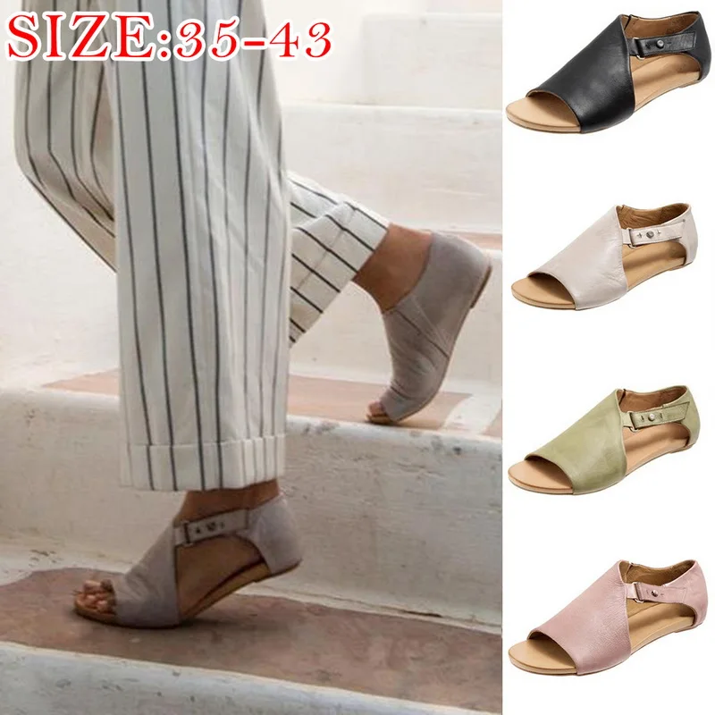 

New Womens Flatform Outdoor Sandals Fashion Fish Mouth Rome Beach Strap Sandals 2019 Female Summer Shoes Plus Size 35-43