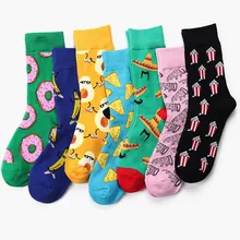 Japanese Women Cute Fruit Food Dessert Colorful Harajuku Socks Funny Funky French fries doughnut pizza male Crew Sock
