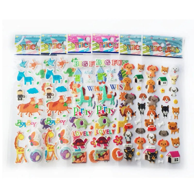 

5pcs/lot Bubble Stickers 3D Cartoon the animal Classic Toys Scrapbook For Kids Children Gift Reward Sticker WYQ