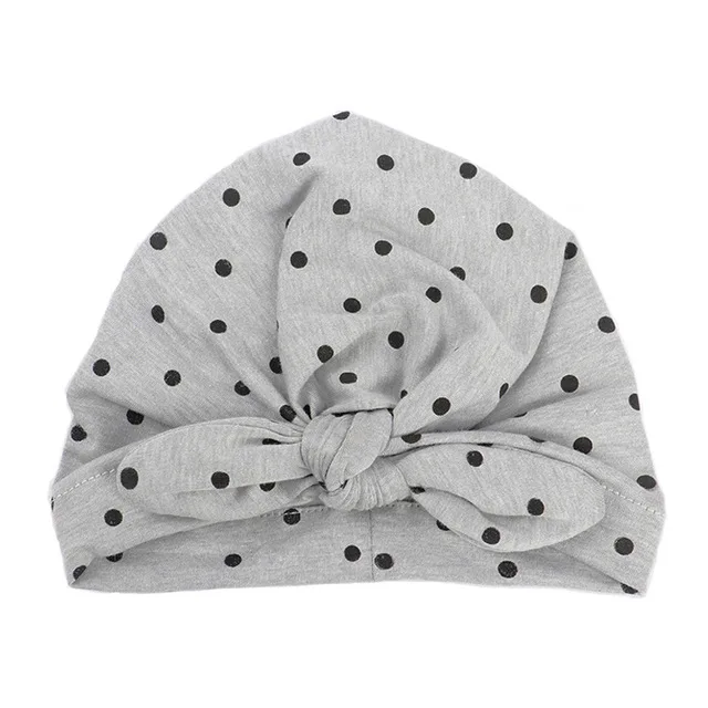 Sweet Dot Baby Girl Hat with Bow Candy Color Baby Turban Cap for Girls Elastic Infant Accessories 1 PC - Цвет: gray baby hat cap