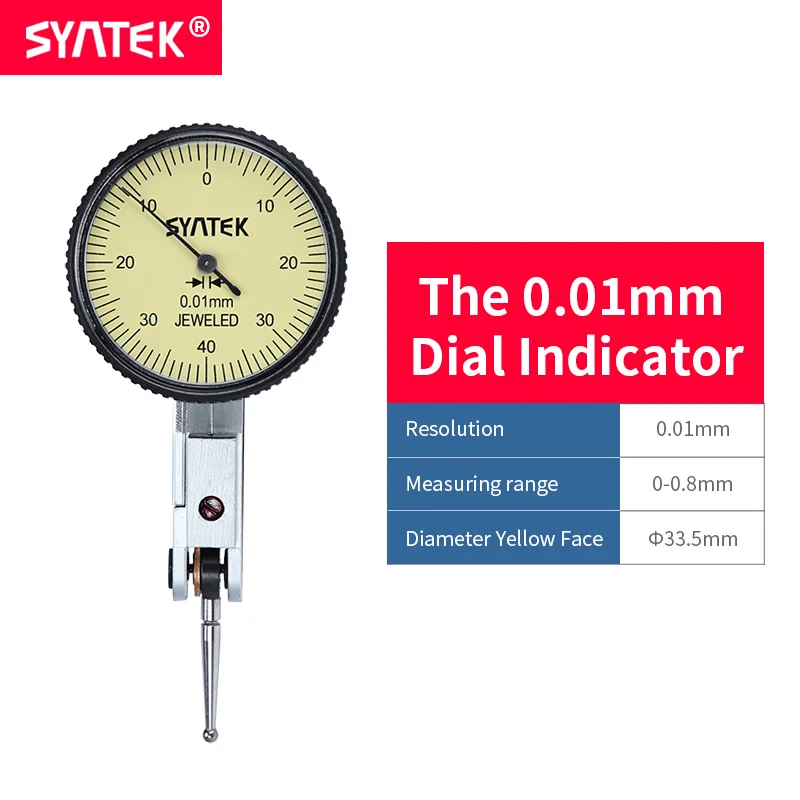 Syntek Dial Indicator 0-0,8 мм ударопрочный антимагнитный циферблат тестовый рычаг индикатор 0,01 мм Высокоточный циферблат Калибр Диаметр CE SGS