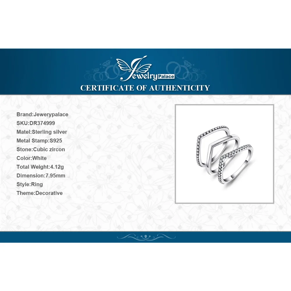 Jewelrypalace 925 Sterling Silver Rings Cubic Zirconia Ring Sets Unique Design Wedding Bands Engagement Jewelry Gifts for Women