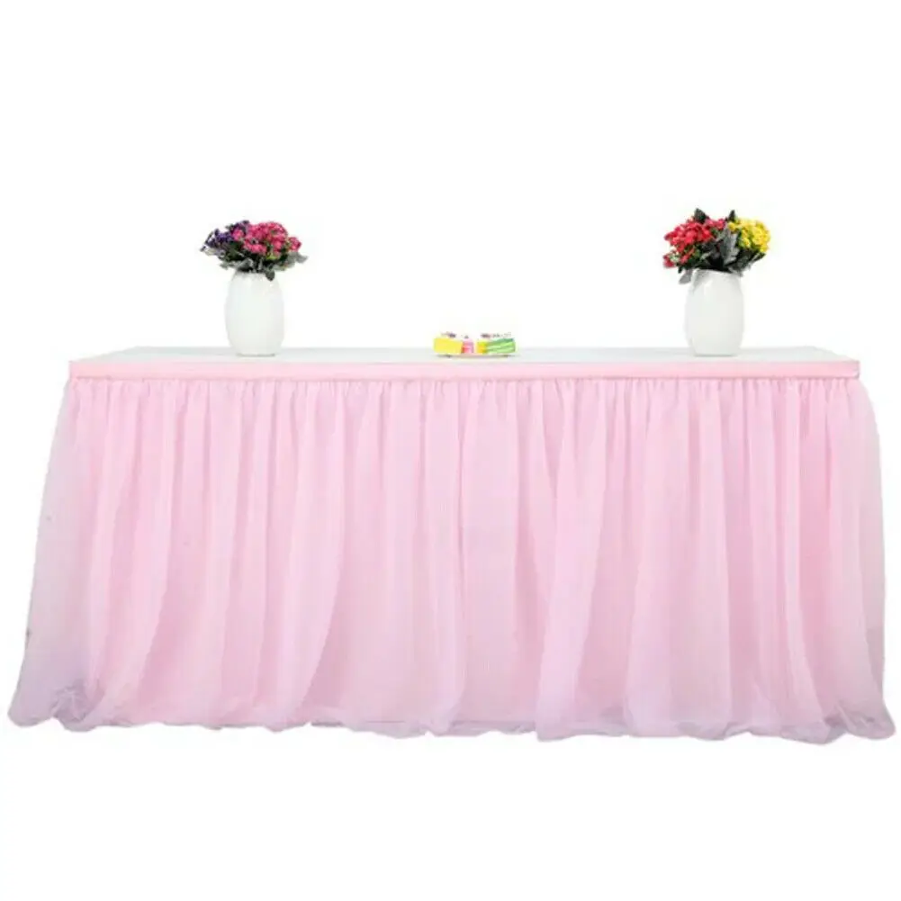 Многоразовая пачка Тюлевая оборка для стола скатерть для вечерние свадебные декоративная столовая посуда украшение дома - Цвет: Розовый