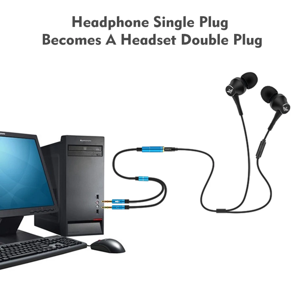 Phone Earphone Audio Extension Cable 30cm 3.5mm Jack 2 in 1 Male to Female AUX Cord Extender for Computer Laptop Headphones &nbsp; &nbsp;&nbsp; (8)