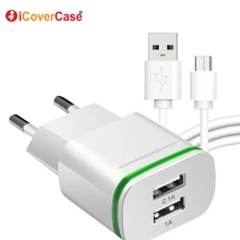 ЕС 2 Plug Dual Порты Зарядное устройство для huawei Коврики 10Lite P smart P8 P9 P10 Lite Pro P smart хонор 6A 7A 7X 7C 6C Pro случае Cargador телефон Micro Usb кабель Мощность адаптер usb Быстрое зарядное устройство