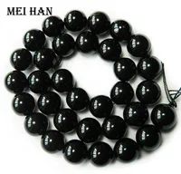 Meihan Natural Morion Black Quartz Smooth Round Loose Beads For Jewelry DIY Making Design Bracelet 2