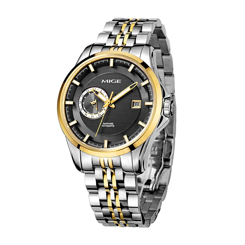 2017 New Hot Sale Skeleton Mechanical font b Watches b font Black White Steel Watchband Automatic
