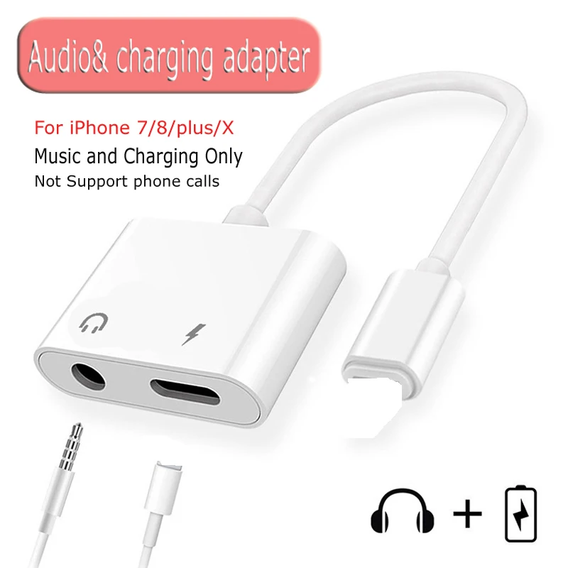 Koop 2 in 1 Audio Opladen Adapter Voor iPhone X iOS 11 3.5mm Jack Hoofdtelefoon Connector charger Voor iPhone 7 8 plus AUX converter kabel