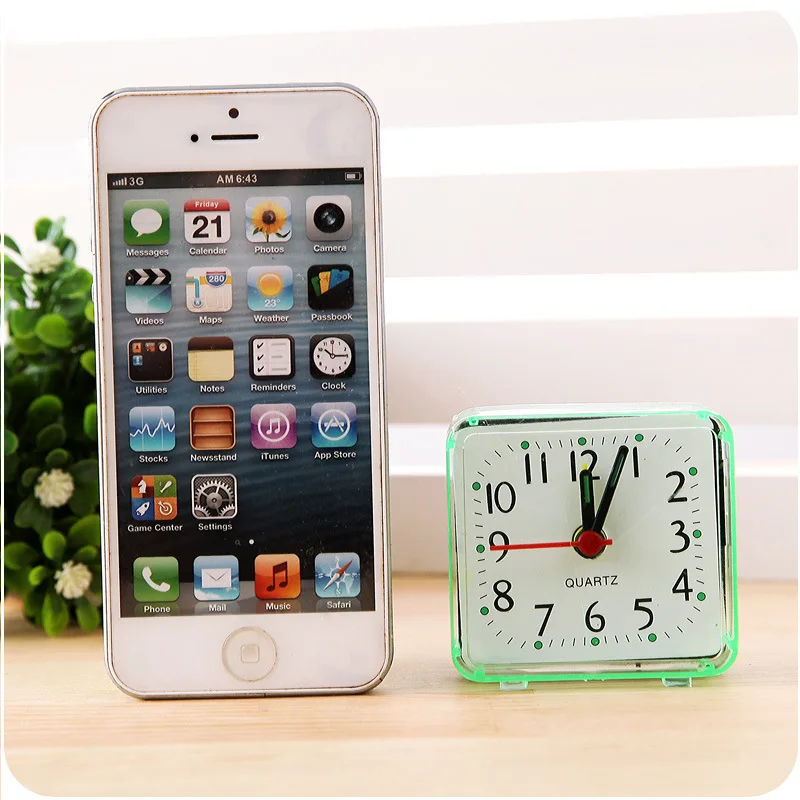 Travel Clock Mute Children Student Desk Watch Bedside Desk Table Home Square Small Bed Alarm Clock