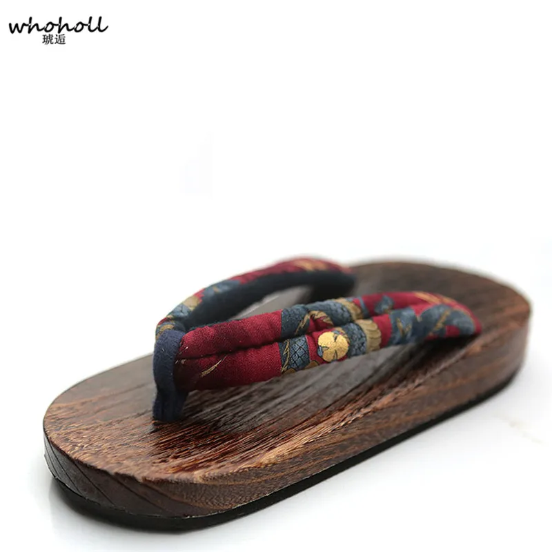 

WHOHOLL Geta Anime Cosplay Comiket Japanese clogs kimono geta Coser Thick Bottom flat Sandals Women Wooden Slippers Flip-flops