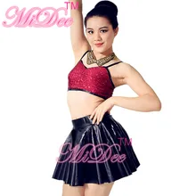 Sequins Leotard Bra Top And Short font b Skirt b font For Girls Jazz Tap Dance