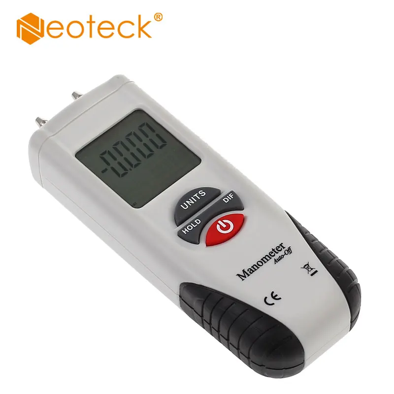 

Neoteck Digital Manometer Dual LCD With Backlight 11 Units Data Hold Differential Air Pressure Gauge Meter