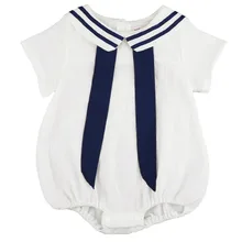 2016 Fashion Cotton Baby Girl Clothes Navy Blue White Rompers Newborn Infant Summer Clothing Body Suit Baby Boy Wear 3-18M