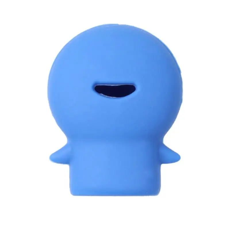 Мультяшная Силиконовая зубная щетка защитный колпачок портативный дорожный сетчатый чехол для кисти - Цвет: Синий