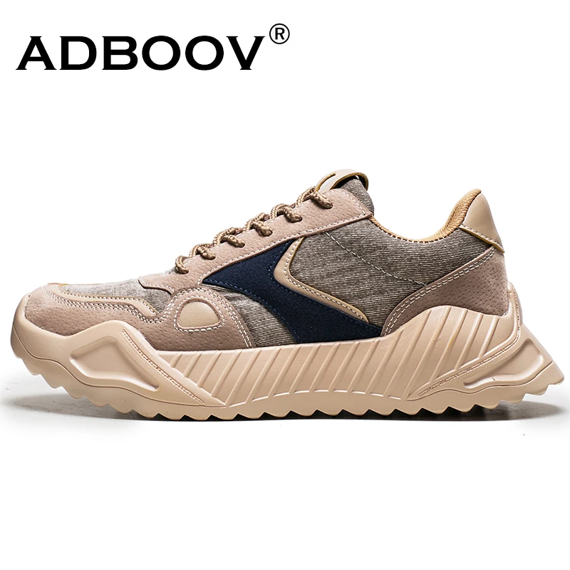 

ADBOOV Round Toe New Chunky Men Sneakers Big Size Platform Lace-Up Tenis Athletic Men Shoes Casual Non-Slip Immortal Shoes+Male