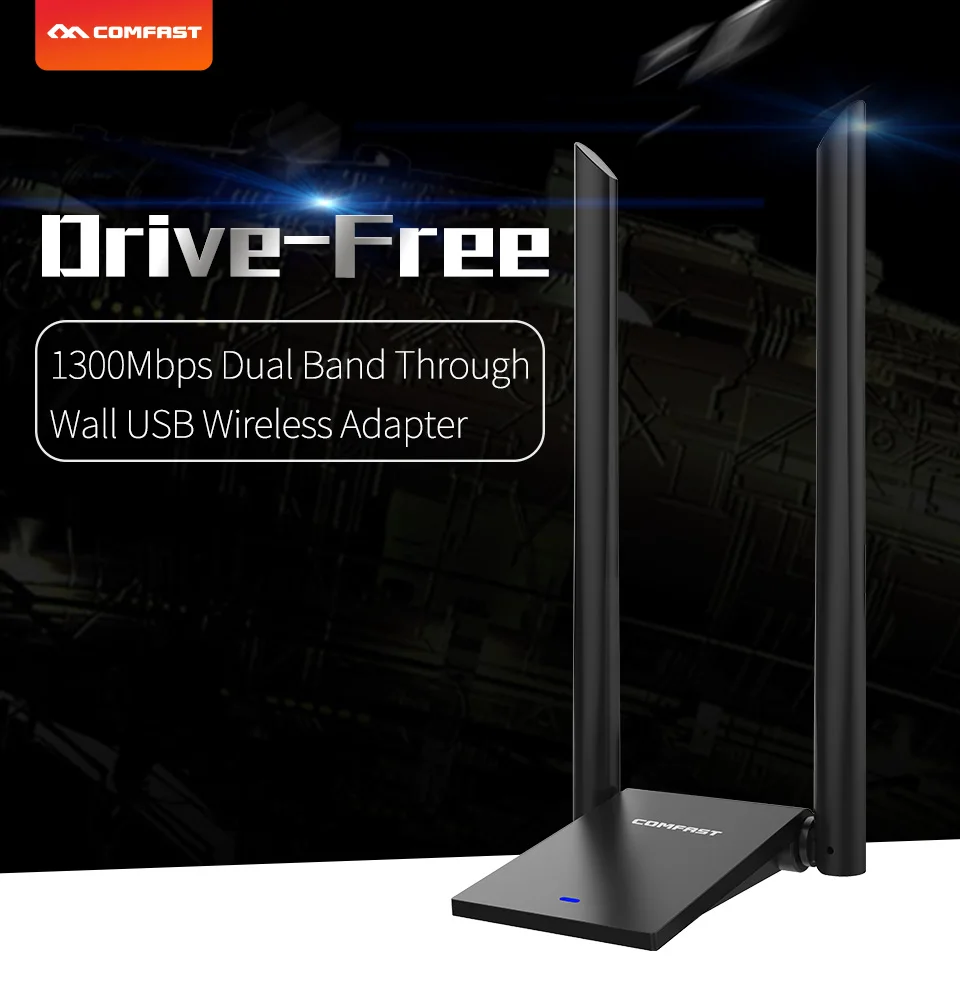Dual Band 802.11ac 150 1300Mbps USB WiFi Adapter 2.4GHz