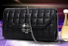 Lady party single shoulder bag Diamond lattice daily pu leather Barrel -shaped bag fashion Korean style chains messenger bag
