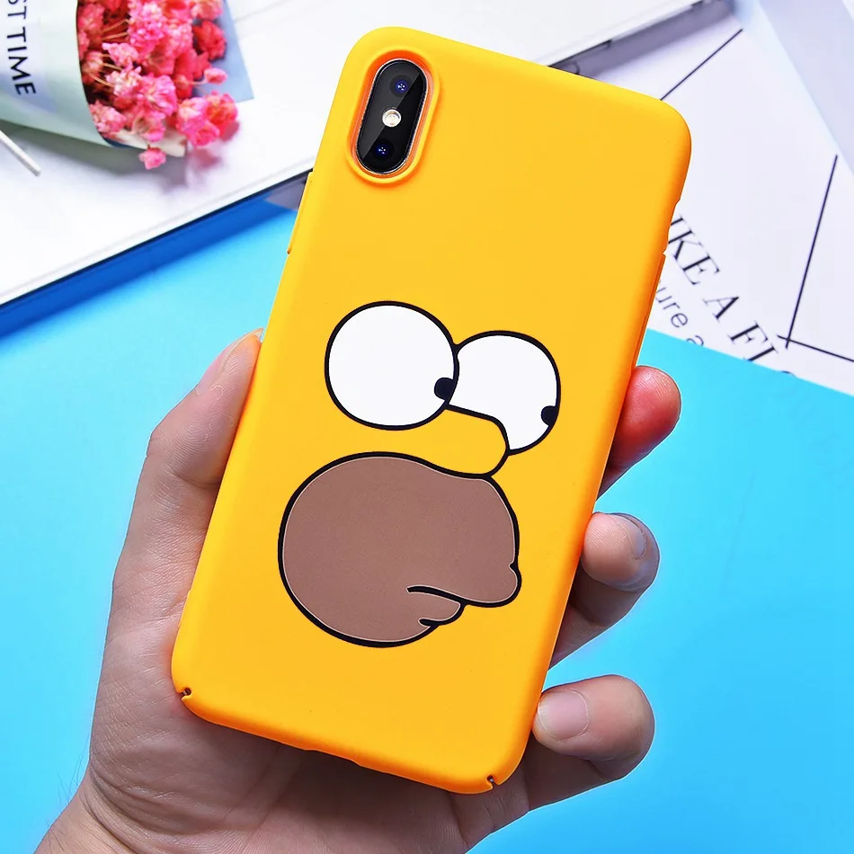 Cute Cartoon Case For iphone 7 6 6S 8 Plus Case For iPhone X 10 Funny Middle Finger Yellow Back Cover Phone Cases Artisome       (11)