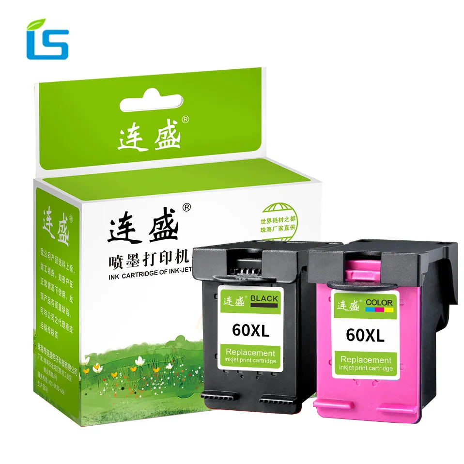 

2pcs/set 60XL Refilled Ink Cartridge Replacement for HP 60 XL for Deskjet D2530 D2545 F2430 F4224 F4440 F4480 ENVY C4650 C4680