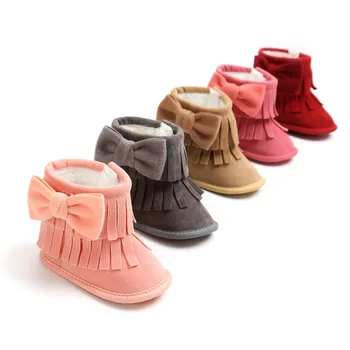 

Winter Warm Plush Leather Baby Boots Newborn Baby Boy Girl First Walkers Shoes Tassel Soft Sole Infant Boots Baby Shoes.CX195B