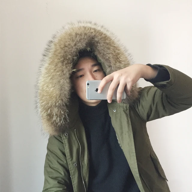 Cheap 2016 Top Quality ! Men Winter Army Green Jacket Coats Thick Parkas Plus Size Real Raccoon Fur Collar Hooded Outwear ZZ304