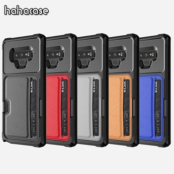

500pcs Car Magnet PU Leather Protection Back Cover For Smasung Note 9 S9 Plus Case Shoockproof With Credit Card Slot Holder Case