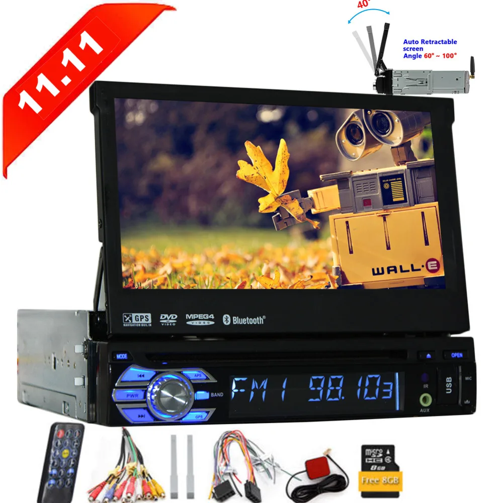 Single Din Head Unit Receiver in Dash Car Stereo with 7 inch Multi