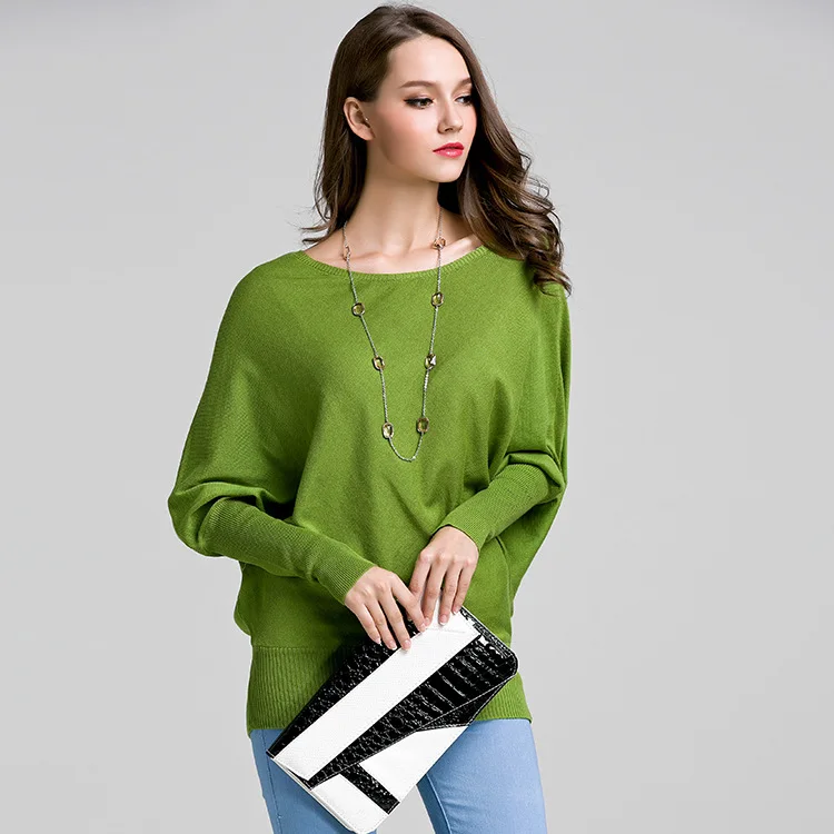 Joy Capita Kntting Full Batwing Sleeve Women Sweater 2017 Casual Plus Size Pullover | Женская одежда