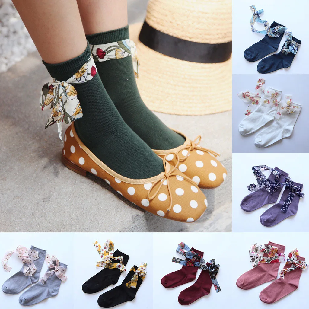 Hocok/женские носки, летние винтажные носки на шнуровке, носки с лентами, дышащие носки для девочек, Молодежный стиль, милые забавные носки с рисунками