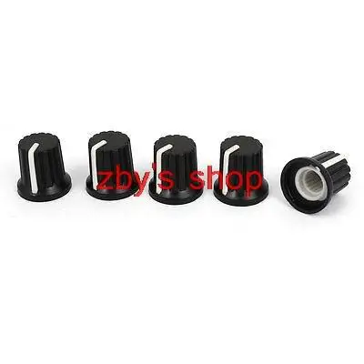 

6mm Knurled Shaft Hole White Top Rotary Potentiometer Control Knob 5 Pcs