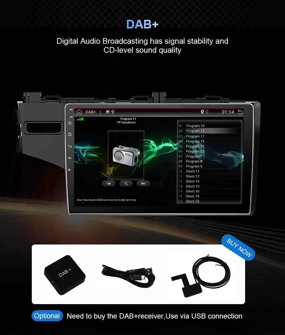 Discount Eunavi 10.1" Android 9.0 2 DIN Car Auto Stereo For 2014 2015 HONDA JAZZ FIT Right Hand Drive Radio GPS Multimedia PX6 4G+32G 22