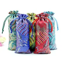 Портативный дорожная сумка для хранения ювелирных изделий для Цепочки и ожерелья гребень косметический Крафт Упаковка мешок шелковой парчи подарок Сумки ремесленных карман