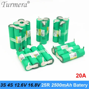 

Turmera 3S 12.6V 4S 16.8V Battery Pack 18650 25R 2500mah 20A Discharge Current for shura screwdriver battery (customize) Ap23