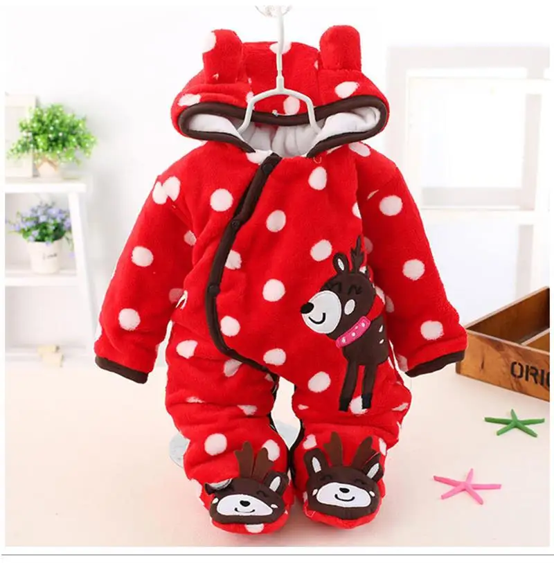 Детский зимний комбинезон с хлопковой подкладкой, плотный теплый комбинезон для новорожденных девочек, осенняя модная одежда для малышей Детская одежда - Цвет: As the picture