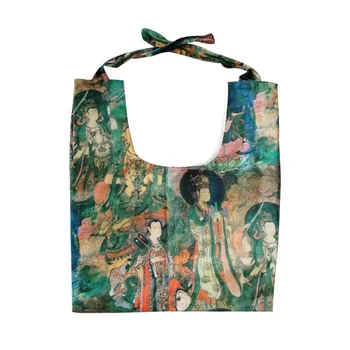 

YILE Unique Green Eco Shopping Tote Shoulder bag Wrist Bag Print Buddhism Style CY